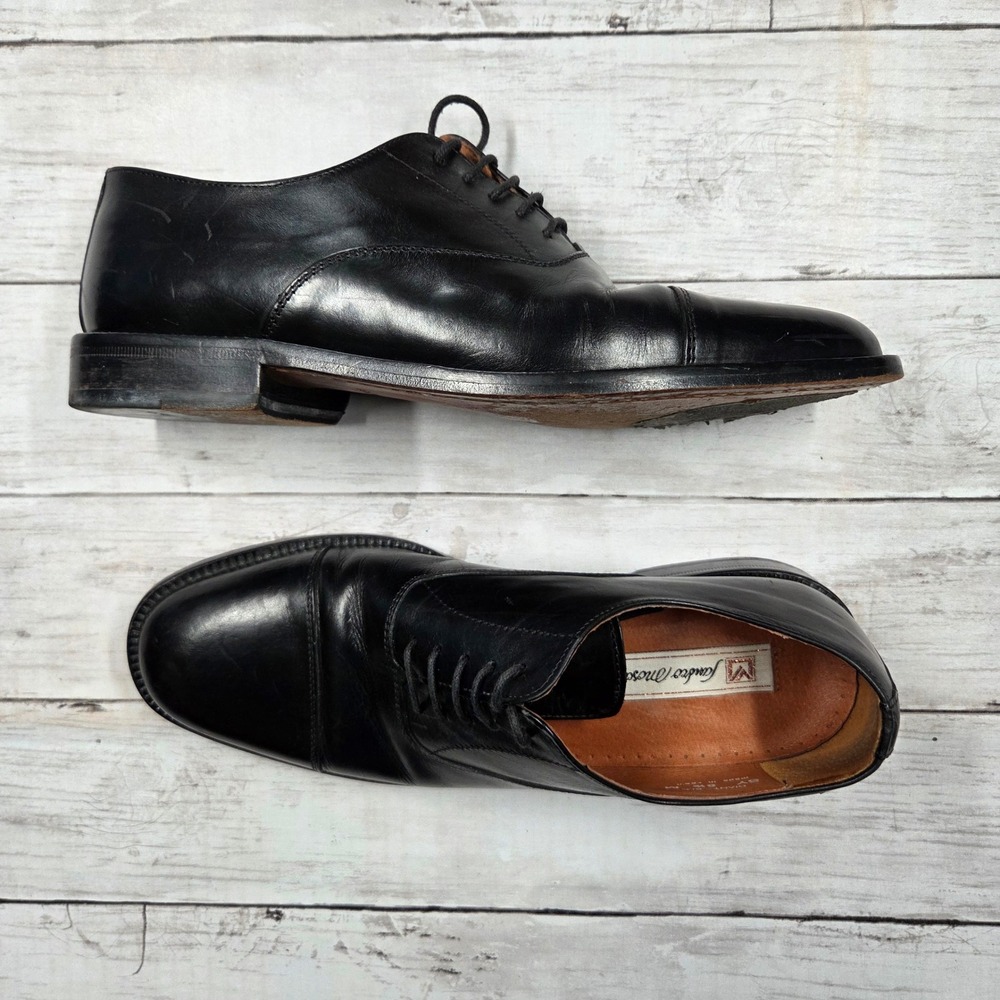 Sandro Moscoloni Oxford Mens 8.5 Black Giant‎ Cap Toe Leather Spain Dress Shoes